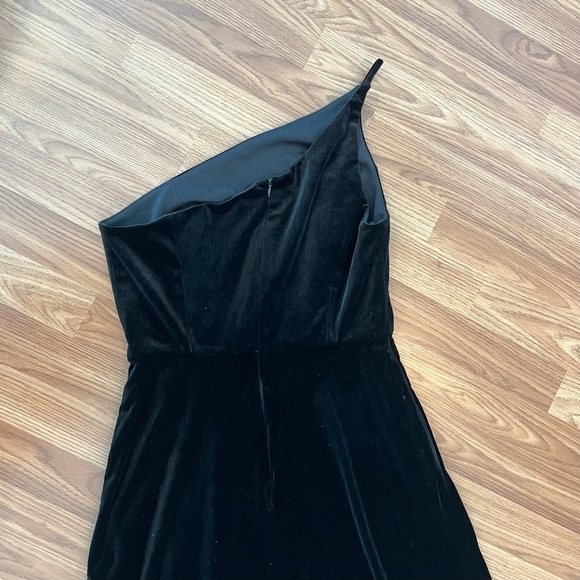 AFTER SIX 1556 ONE-SHOULDER VELVET MAXI DRESS POCKETS BLACK NWT - Picture 10 of 16